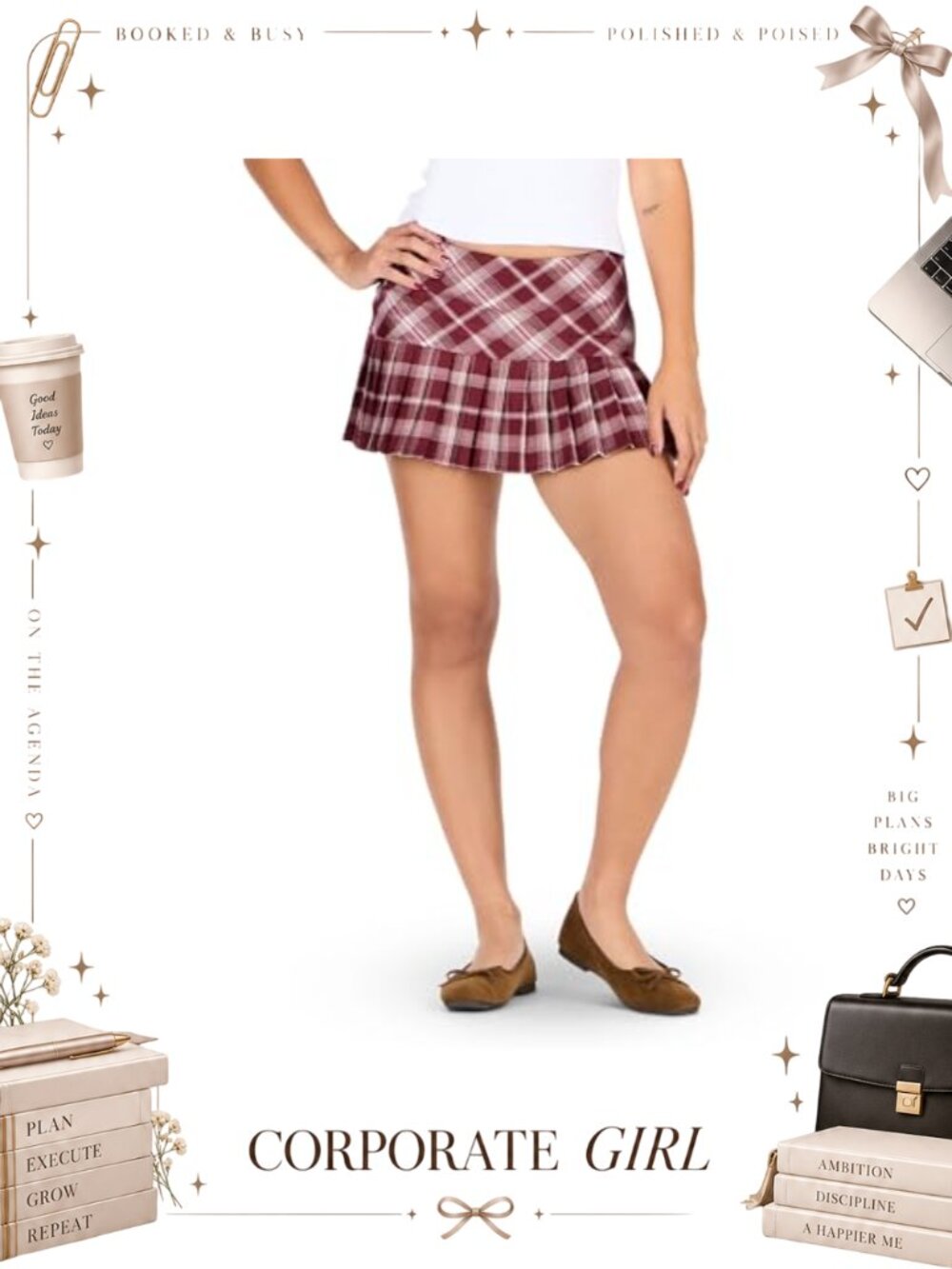 Plaid Pleated Mini Skirt Schoolgirl High Rise